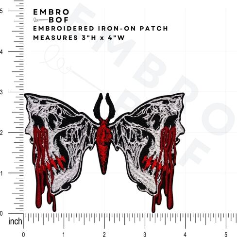 The Bleeding Skull Butterfly Patch – 4 inches, Cool Colorful Gothic Patches – Embroidered Iron On/Sew On Goth Patches in Saudi Arabia