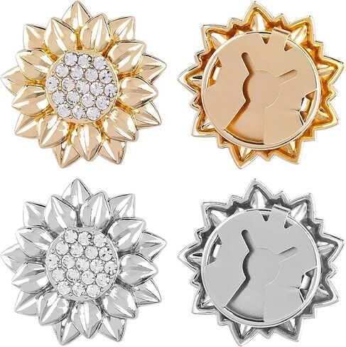 4 Pack Crystal Sunflower Button Covers Decorative Buttons for Men Women Shirts Cuffs Formal Business Wedding Tuxedo in Kuwait