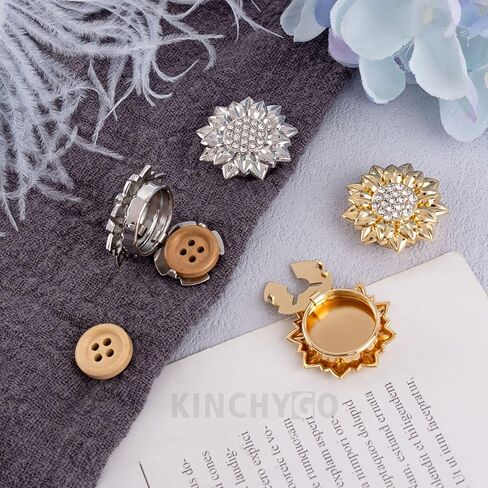 4 Pack Crystal Sunflower Button Covers Decorative Buttons for Men Women Shirts Cuffs Formal Business Wedding Tuxedo in Kuwait