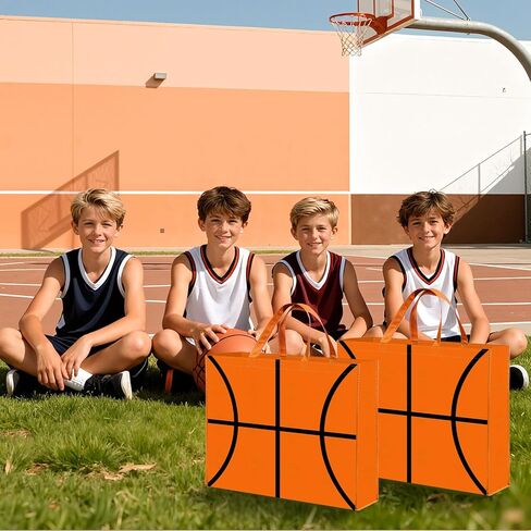 Extra Large Basketball Gift Bags, Jumbo Party Favor Bag with Handle, Large Capacity Non-Woven Pouch for Sports Supplies, Picnic, Beach, Gift Storage, Birthday, 19.7x15.8x5.9 Inch (2) in Saudi Arabia