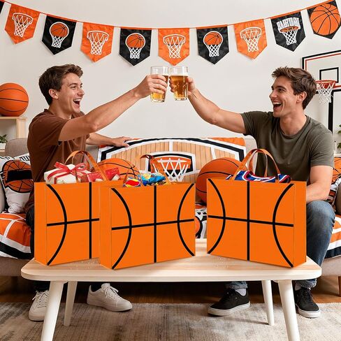 Extra Large Basketball Gift Bags, Jumbo Party Favor Bag with Handle, Large Capacity Non-Woven Pouch for Sports Supplies, Picnic, Beach, Gift Storage, Birthday, 19.7x15.8x5.9 Inch (2) in Saudi Arabia