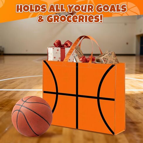 Extra Large Basketball Gift Bags, Jumbo Party Favor Bag with Handle, Large Capacity Non-Woven Pouch for Sports Supplies, Picnic, Beach, Gift Storage, Birthday, 19.7x15.8x5.9 Inch (2) in Saudi Arabia