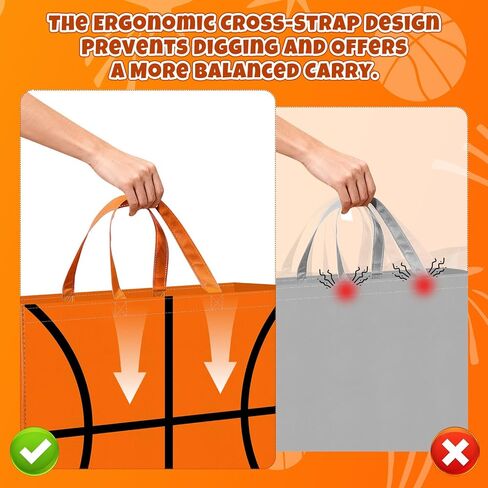 Extra Large Basketball Gift Bags, Jumbo Party Favor Bag with Handle, Large Capacity Non-Woven Pouch for Sports Supplies, Picnic, Beach, Gift Storage, Birthday, 19.7x15.8x5.9 Inch (2) in Saudi Arabia
