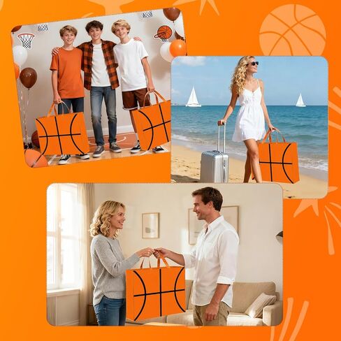 Extra Large Basketball Gift Bags, Jumbo Party Favor Bag with Handle, Large Capacity Non-Woven Pouch for Sports Supplies, Picnic, Beach, Gift Storage, Birthday, 19.7x15.8x5.9 Inch (2) in Saudi Arabia
