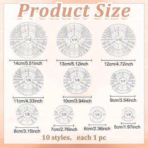 INFUNLY 10PCS Ceramic Clay Divider Tools 2~5.5 Inch Clay Round Dividing Template Color-Printed DIY Circle Pottery Tool Ceramic Pottery Trimmer Disc for Clay Crafting Design Projects 3 MM Thick in Saudi Arabia