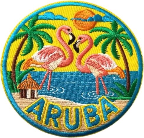 Aruba Patch (3.5 Inch) Embroidered Iron-on/Sew-on Badge Travel Caribbean Vacation Souvenir Tourist Emblem Gift Patches in Saudi Arabia