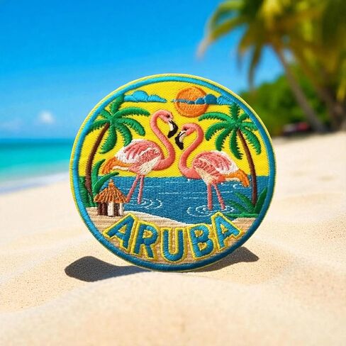 Aruba Patch (3.5 Inch) Embroidered Iron-on/Sew-on Badge Travel Caribbean Vacation Souvenir Tourist Emblem Gift Patches in Saudi Arabia