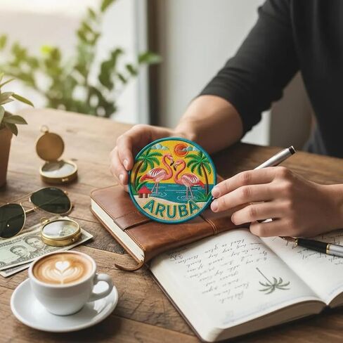 Aruba Patch (3.5 Inch) Embroidered Iron-on/Sew-on Badge Travel Caribbean Vacation Souvenir Tourist Emblem Gift Patches in Saudi Arabia