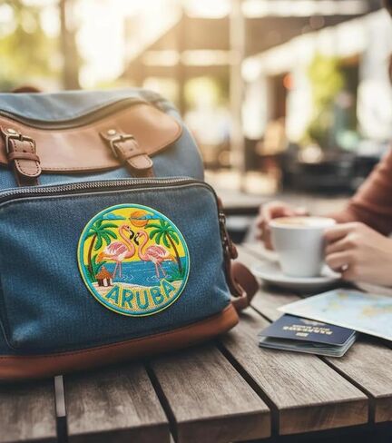 Aruba Patch (3.5 Inch) Embroidered Iron-on/Sew-on Badge Travel Caribbean Vacation Souvenir Tourist Emblem Gift Patches in Saudi Arabia