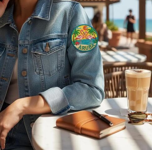 Aruba Patch (3.5 Inch) Embroidered Iron-on/Sew-on Badge Travel Caribbean Vacation Souvenir Tourist Emblem Gift Patches in Saudi Arabia