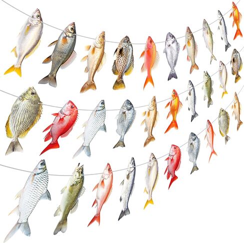 3pcs Gone Fishing Party Banners Fishing Party Decorations Realistic Fish Theme Garlands for Summer Fishman Birthday Party Baby Shower Supplies in Saudi Arabia