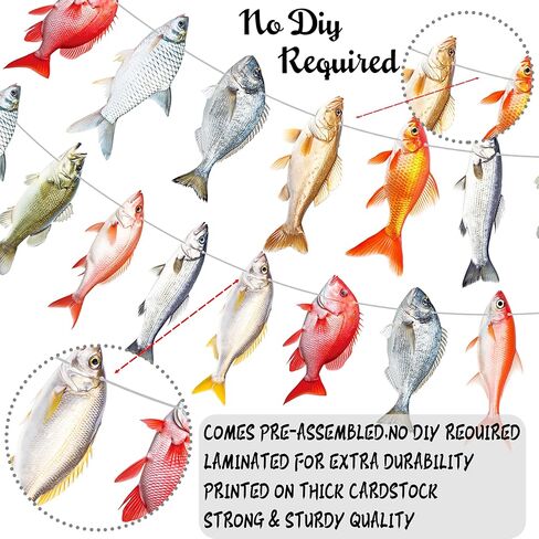 3pcs Gone Fishing Party Banners Fishing Party Decorations Realistic Fish Theme Garlands for Summer Fishman Birthday Party Baby Shower Supplies in Saudi Arabia