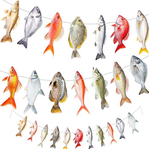3pcs Gone Fishing Party Banners Fishing Party Decorations Realistic Fish Theme Garlands for Summer Fishman Birthday Party Baby Shower Supplies in Saudi Arabia