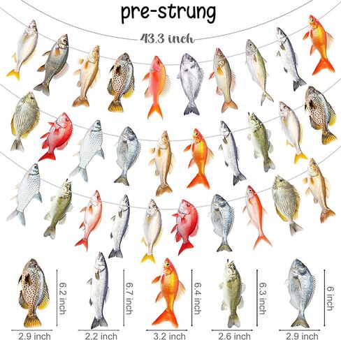 3pcs Gone Fishing Party Banners Fishing Party Decorations Realistic Fish Theme Garlands for Summer Fishman Birthday Party Baby Shower Supplies in Saudi Arabia