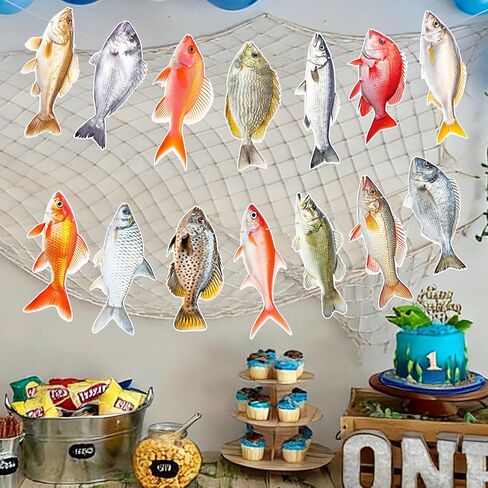 3pcs Gone Fishing Party Banners Fishing Party Decorations Realistic Fish Theme Garlands for Summer Fishman Birthday Party Baby Shower Supplies in Saudi Arabia