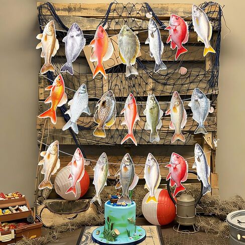 3pcs Gone Fishing Party Banners Fishing Party Decorations Realistic Fish Theme Garlands for Summer Fishman Birthday Party Baby Shower Supplies in Saudi Arabia