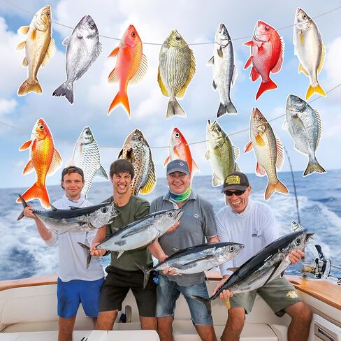 3pcs Gone Fishing Party Banners Fishing Party Decorations Realistic Fish Theme Garlands for Summer Fishman Birthday Party Baby Shower Supplies in Saudi Arabia