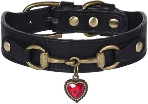 Retro Dog Collar with Bling Diamonds & Charm – 5 Holes Adjustable PU Leather Rhinestones Necklace Collar, Bronze Buckle for Small Medium Dogs boy Male– Black/Blue/Green/Brown (Green, S) in Saudi Arabia