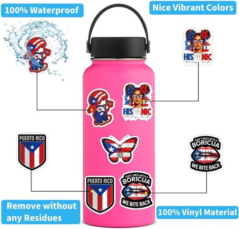 120Pcs Aesthetic Stickers,Puerto Rico Sticker,Vinyl Waterproof Stickers for Water Bottles Laptop Computer Phone Skateboard in Saudi Arabia