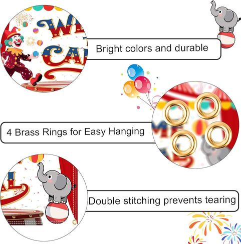 Large Carnival Backdrop 71 x 35 Inch – Welcome to The Carnival Banner with 19.69FT Ribbon, Circus Theme Party Decorations, Birthday Supplies, Photo Booth Props in Saudi Arabia