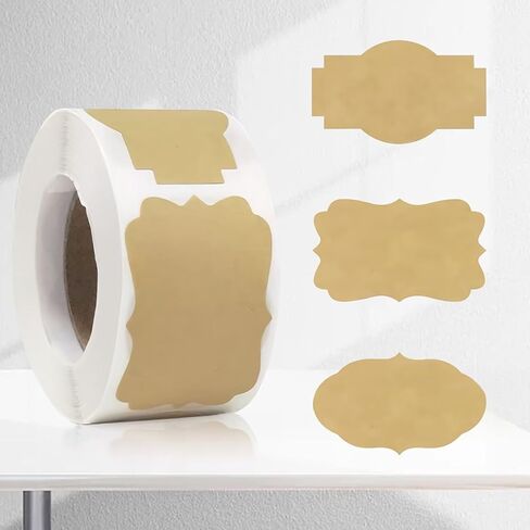 300 PCS Kraft Paper Stickers 3 Shapes Labels for Gift Decoration Suitable for Cans Handicrafts and Home Office in Saudi Arabia