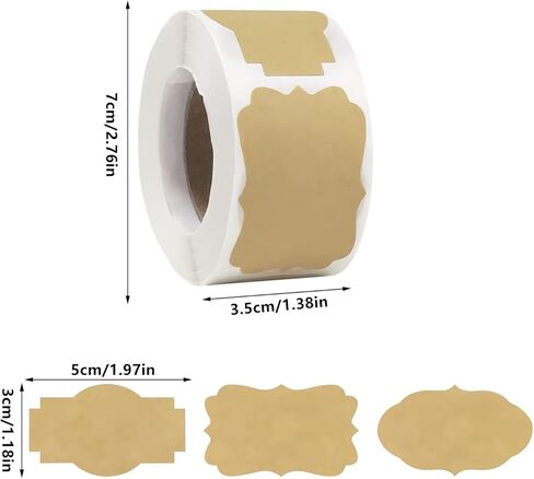 300 PCS Kraft Paper Stickers 3 Shapes Labels for Gift Decoration Suitable for Cans Handicrafts and Home Office in Saudi Arabia