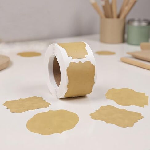 300 PCS Kraft Paper Stickers 3 Shapes Labels for Gift Decoration Suitable for Cans Handicrafts and Home Office in Saudi Arabia