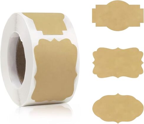 300 PCS Kraft Paper Stickers 3 Shapes Labels for Gift Decoration Suitable for Cans Handicrafts and Home Office in Saudi Arabia