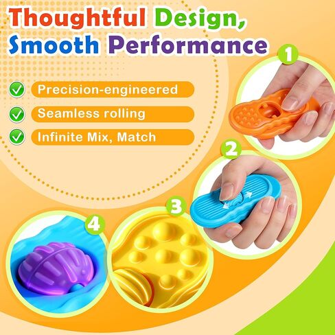 Sensory Slider Fidget Stones Set Rolling Beads, 4 Pairs Silent Textured Toys for Adults Kids, Mix and Match Rolling Beads-Calming Anxiety Relief Autism ADHD, No Noise for Classroom Office Travel in Saudi Arabia