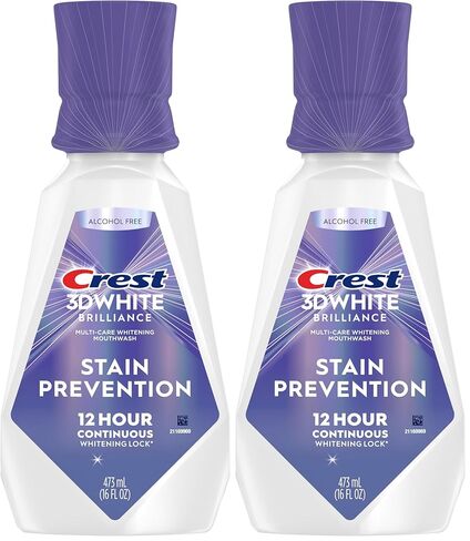 Crest 3D White Prilliance Stain Weatheration غسول الفم/شطفه 473 مل- الوقاية من البقع لمدة 12 ساعة ، خالية من الكحول in Saudi Arabia