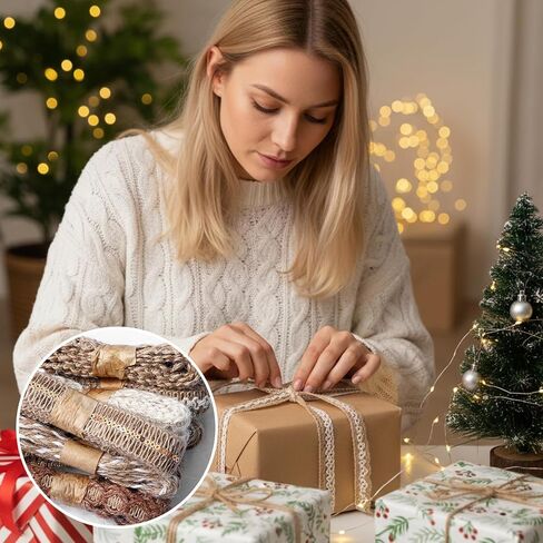 9 Rolls Natural Burlap Lace Ribbon Trim, 18 Meters Vintage Jute Ribbons for Crafts Decorative Ribbon for DIY Sewing, Rustic Wedding Decorations, Gift Wrapping & Party Supplies (9 Styles) in Saudi Arabia