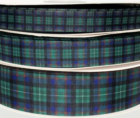 3 yds 5/8" or 7/8" or 1.5" Navy Hunter Green Red Tartan Plaid Grosgrain Ribbon (5/8") in Saudi Arabia