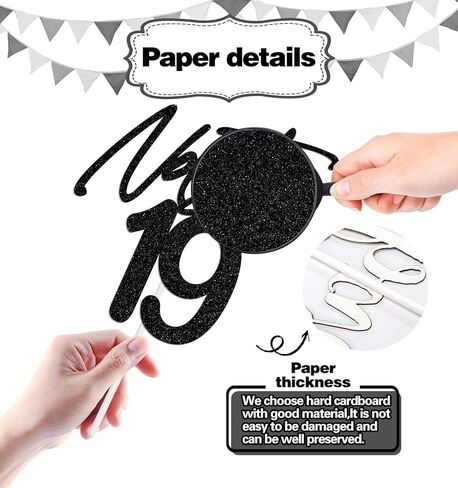 Nasty 19 Cake Topper, Cheers to 19 Years Birthday Cake Decor, Happy 19th Birthday Party Decorations, Funny 19th Bday Decoration Black Glitter in Saudi Arabia