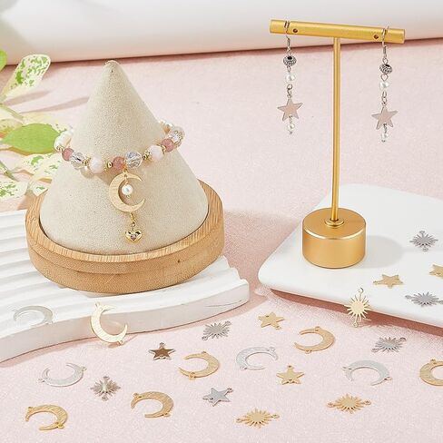 30Pcs Brass Links Pendants Connector Platinum and Golden Moon Sun Star Connector Charms Star Moon Sun Charms with 2 Holes for Jewelry Earring Bracelet Necklace Making DIY Craft in Saudi Arabia