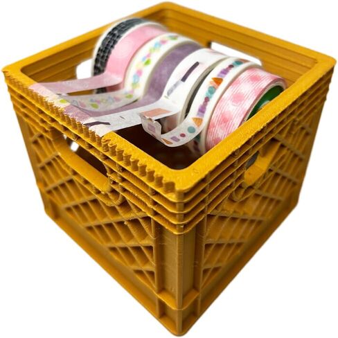 Mini Milk Crate Washi Tape Dispenser - Cute Art Wrapping Paper Cutter - Fun Desk Accessories- Unique Unusual Crafting Storage - Useful Novelty Practical Gag Gifts Vintage Decor Accents in Saudi Arabia
