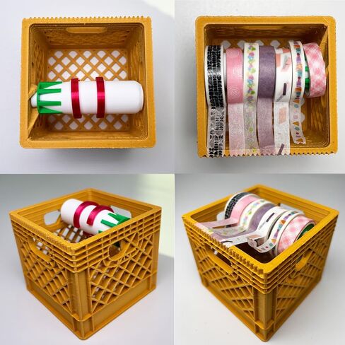 Mini Milk Crate Washi Tape Dispenser - Cute Art Wrapping Paper Cutter - Fun Desk Accessories- Unique Unusual Crafting Storage - Useful Novelty Practical Gag Gifts Vintage Decor Accents in Saudi Arabia