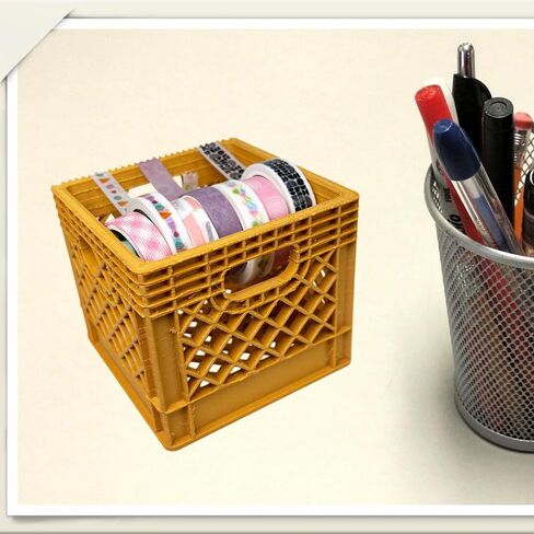 Mini Milk Crate Washi Tape Dispenser - Cute Art Wrapping Paper Cutter - Fun Desk Accessories- Unique Unusual Crafting Storage - Useful Novelty Practical Gag Gifts Vintage Decor Accents in Saudi Arabia