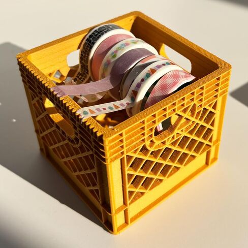 Mini Milk Crate Washi Tape Dispenser - Cute Art Wrapping Paper Cutter - Fun Desk Accessories- Unique Unusual Crafting Storage - Useful Novelty Practical Gag Gifts Vintage Decor Accents in Saudi Arabia