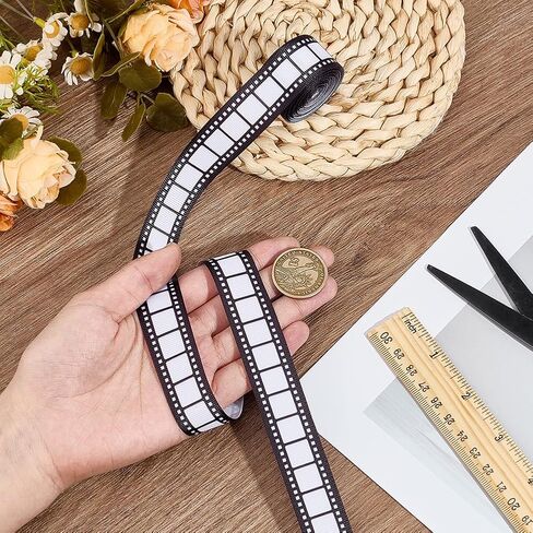MAYJOYDIY شريط سينمائي بطول 5 ياردات شريط فيلم بكرة شريط 0.87 بوصة أبيض وأسود شريط سينمائي مادة تزيين ملحقات الحفلات للمسرح والسينما ديكور طاولة المنزل DIY التفاف الحرف in Kuwait