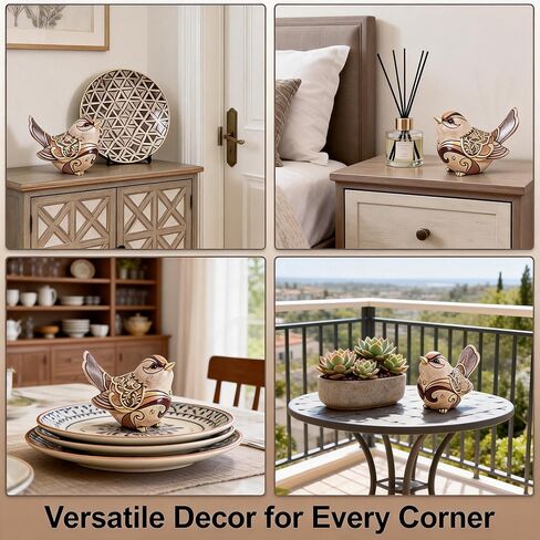 Handcrafted Bird Figurines Statue - Boho Decor Sculpture for Home & Office Table Decor，bird statue for Shelf Decor Accents - Retro Animal Decorative Gift for Bird Lovers, Nature-Inspired Decor in Saudi Arabia