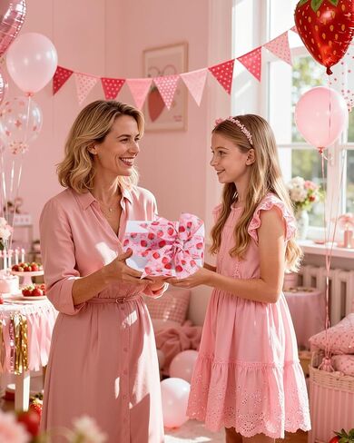 2 Roll 10 Yards Strawberry Ribbon, 2.5 Inch Wide Strawberry Ribbon with Wire for Crafts, Hair Bows, Wreath, Gift Wrapping, Pink Polyester in Kuwait