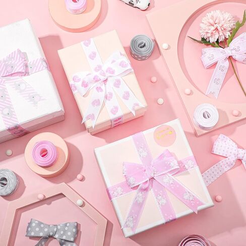 8 Roll Baby Elephant Grosgrain Ribbon 7/8 Inch Baby Shower It's a Boy/Girl Foot Print Ribbon for Gift Wrapping Shower Gender Reveal Party Diaper Cake Decor, 40 Yard Total(Pink) in Kuwait