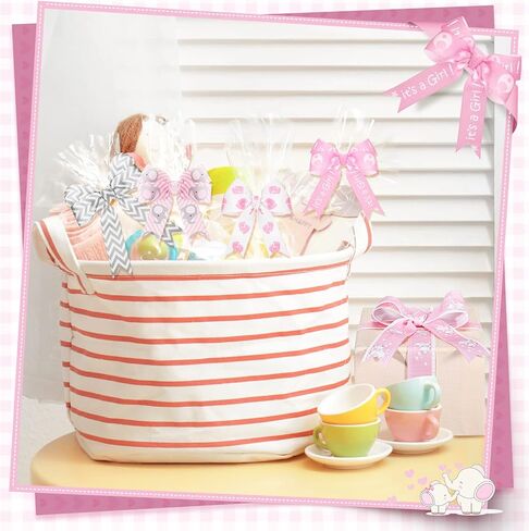 8 Roll Baby Elephant Grosgrain Ribbon 7/8 Inch Baby Shower It's a Boy/Girl Foot Print Ribbon for Gift Wrapping Shower Gender Reveal Party Diaper Cake Decor, 40 Yard Total(Pink) in Kuwait