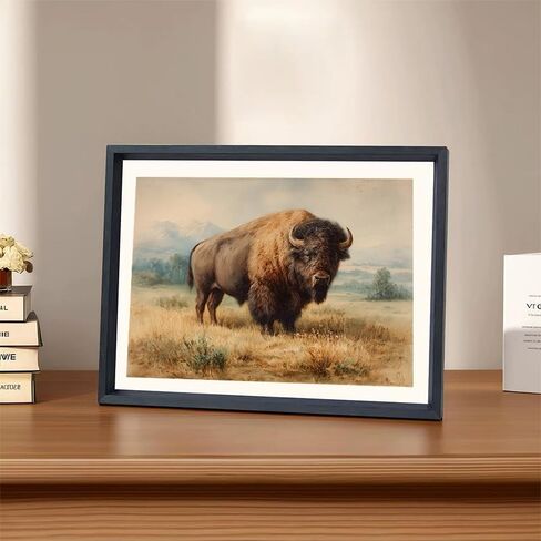 مجموعات الفن الماسي Bison on The Grass للبالغين، لوحة ألماس 5D DIY American Bison Round Full Drill Art Craft Buffalo Wall ديكور 12 × 16 بوصة in Kuwait