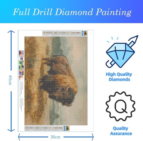 مجموعات الفن الماسي Bison on The Grass للبالغين، لوحة ألماس 5D DIY American Bison Round Full Drill Art Craft Buffalo Wall ديكور 12 × 16 بوصة in Kuwait