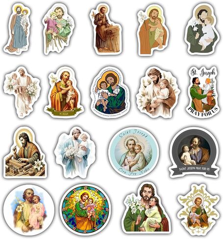 (18PCS) Saint Joshep Stickers - Christian Catholic Gift Waterproof Vinyl Sticker Decal for Laptop Water Bottle or Car 3 Inches in Saudi Arabia