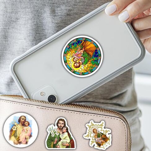 (18PCS) Saint Joshep Stickers - Christian Catholic Gift Waterproof Vinyl Sticker Decal for Laptop Water Bottle or Car 3 Inches in Saudi Arabia