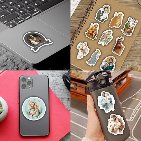 (18PCS) Saint Joshep Stickers - Christian Catholic Gift Waterproof Vinyl Sticker Decal for Laptop Water Bottle or Car 3 Inches in Saudi Arabia