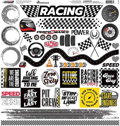 Reminisce Racing Collection - 12" x 12" Start Your Engines Cardstock Scrapbook Stickers in Saudi Arabia