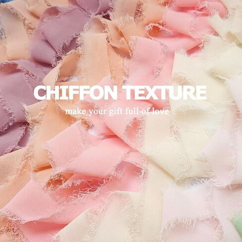 1" x 27 Yd Chiffon Silk Ribbon for Gift Wrapping Wedding Invitations Bridal Flower Bouquets, Mixed Color Handmade Fringe Fabric Ribbons Set 3 Yards x 9 Rolls in Saudi Arabia